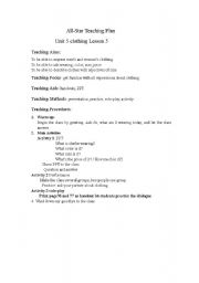 English worksheet: Teaching Plan for clothing