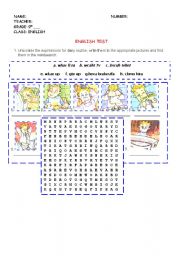 English Worksheet: routines