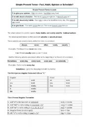 English worksheet: Simple present