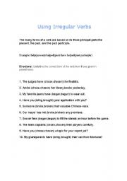 English worksheet: Irregular Verbs worksheet