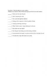 English worksheet: adjectives