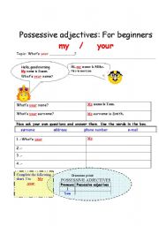 Possessive adjectives for beginners
