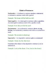 English worksheet: Kinds of sentences