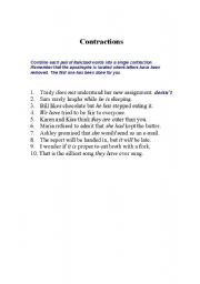 English Worksheet: contractions