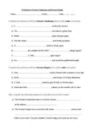 English Worksheet: Present Simple/Present Contiuous