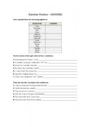 English worksheet: Adverbs - Practising