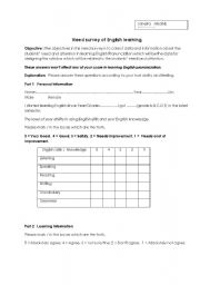 English Worksheet: Needs survey 