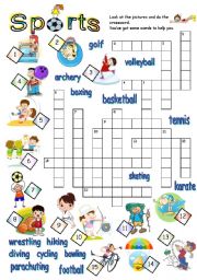 English Worksheet: SPORTS CROSSWORD