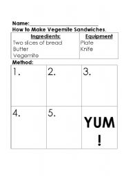 English worksheet: How to Make Vegemite Sandwiches
