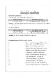 English Worksheet: Reported questions