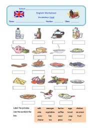 English Worksheet: Food