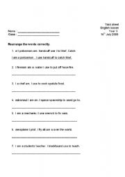 English worksheet: occupation re-arrange words