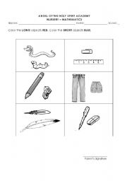 English worksheet: long / short