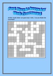 English Worksheet: Past Simple Irregular Verb Crosswords