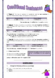 English Worksheet: Conditional sentences 1- all types