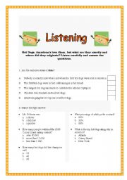 English Worksheet: Listening - HOT DOGS