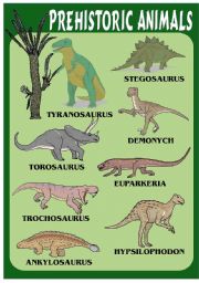 English Worksheet: PREHISTORIC ANIMALS 1