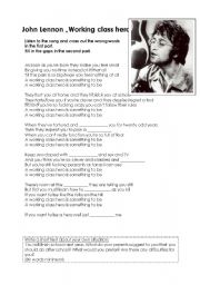 English Worksheet: John Lennon - Working Class Hero