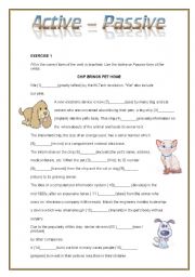 English Worksheet: Active and Passive (2 pages)