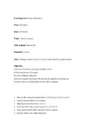 English Worksheet: physical education lesson plan
