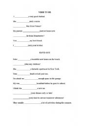 English Worksheet: to be, to have, adverbs/adjectives, past/present simple/continuous
