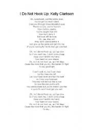 English Worksheet: I do not hook up cloze