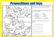English Worksheet: Prepositions and Toys