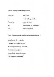 English Worksheet: Subject/Predicate