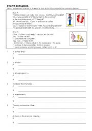 English worksheet: POLITE SCENARIOS