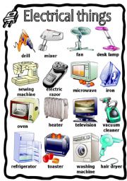 English Worksheet: Electrical things