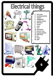 English Worksheet: Electrical things