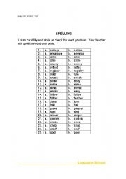 English worksheet: SPELLING of objects