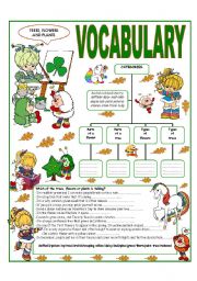 English Worksheet: RECYCLING VOCABULARY- TOPIC: TREES - FLOWERS AND PLANTS