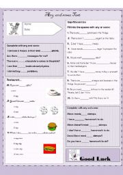 English Worksheet: Any and some test