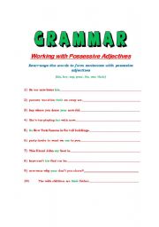 English Worksheet: Working with Possessive Adjectives