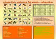 ANIMALS: TRIVIA, WORDSEARCH, FIND ANIMALS AND QUESTIONS