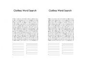 English Worksheet: Clothes Word Search