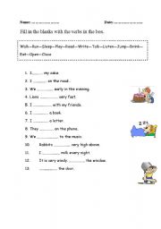 English Worksheet: Action verbs exercise-1