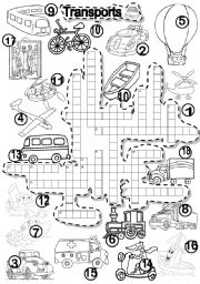 English Worksheet: TRANSPORTS CRISS CROSS PUZZLE  TRANSPORTATION