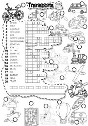 English Worksheet: TRANSPORTS PUZZLE  TRANSPORTATION