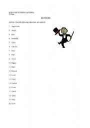 English worksheet: ADVERBS TO ADJECTIVES