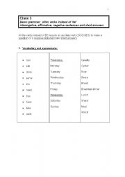 English worksheet: Basic grammar:  other verbs instead of be
