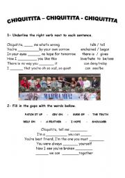 English Worksheet: Mama mia!!! Chiquitita