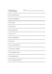 English worksheet: Can you worksheet