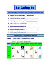 English Worksheet: Be Going To