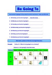 English Worksheet: Be Going To