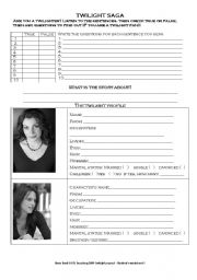 English Worksheet: Twilight profile
