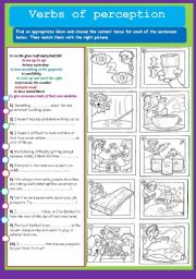 English Worksheet: Idioms - Verbs of Perception.(Editable)