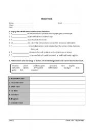 English Worksheet: Store