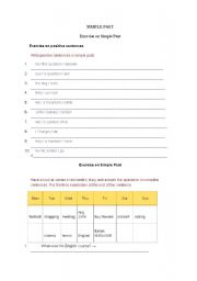 English worksheet: Simple past